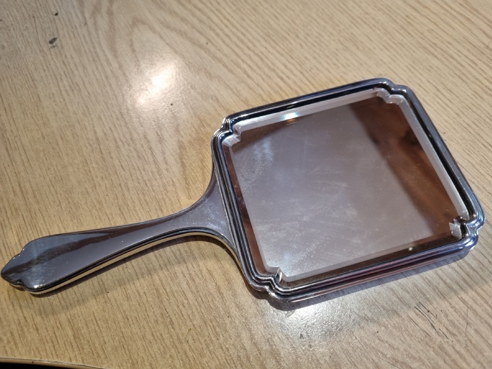 Antique silver hand mirror 8