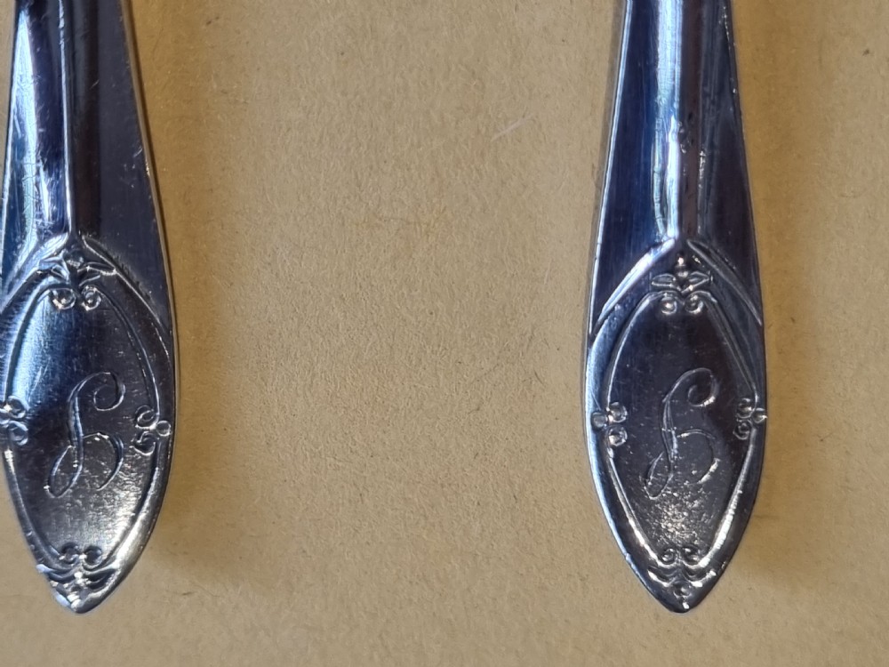 Set 6 antique silver teaspoons 'S' Sheffield 1921  View III