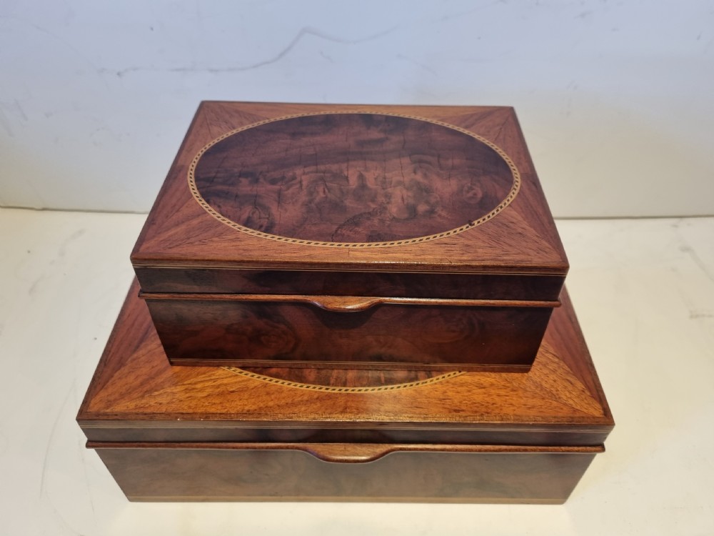 Pair unusual Edwardian cigar humidors in excellent condition. View II