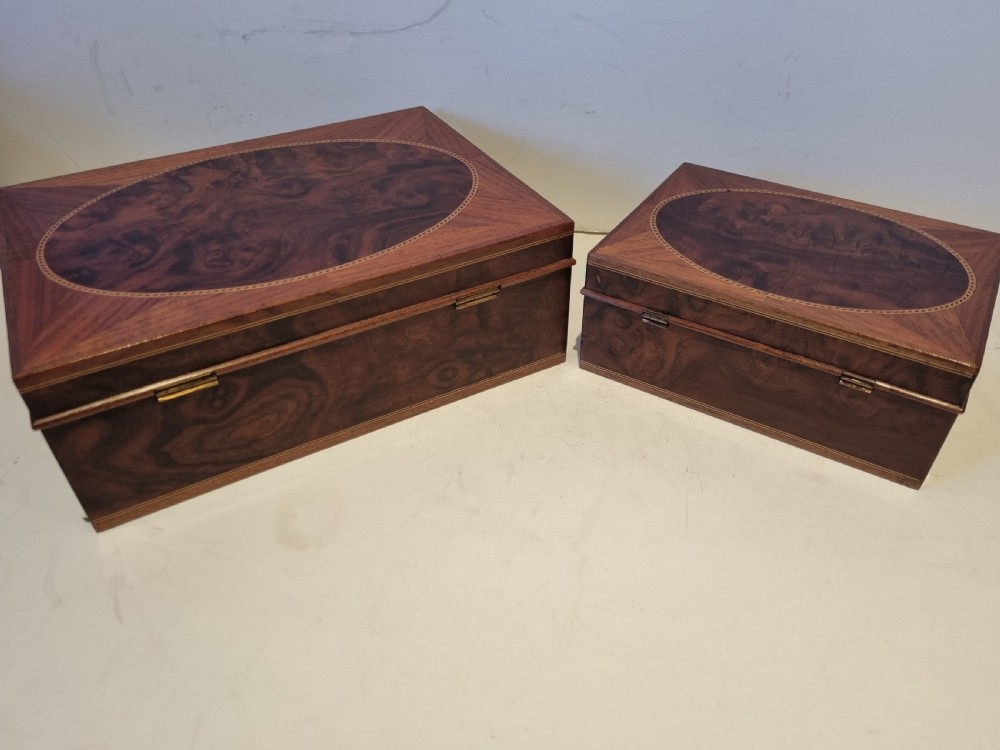 Pair unusual Edwardian cigar humidors in excellent condition. View VI