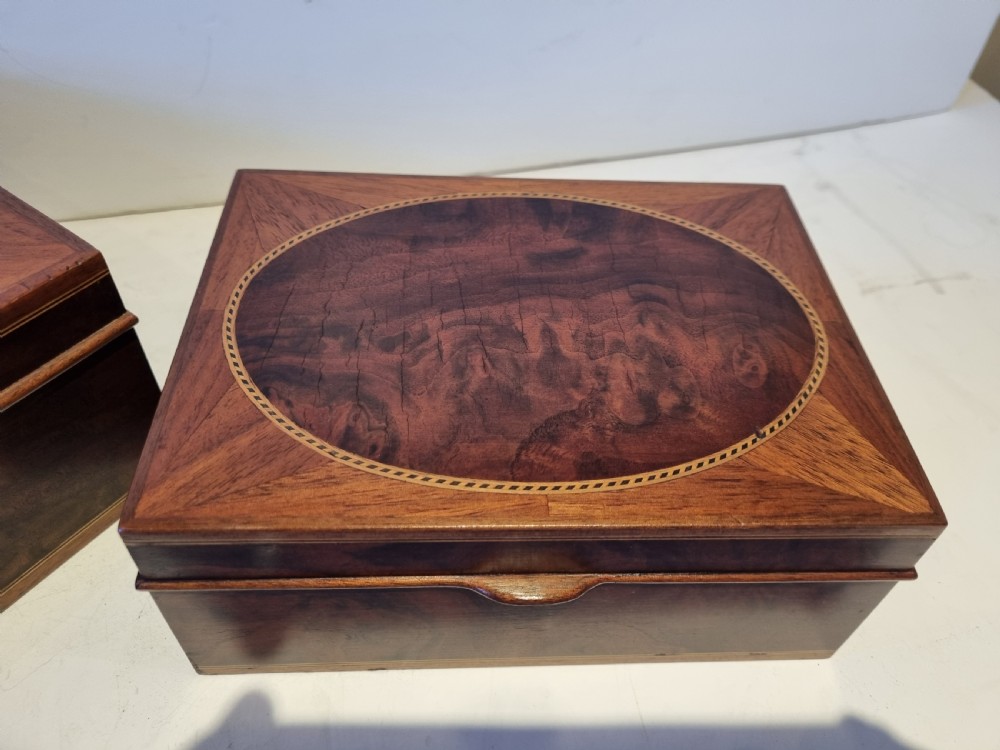 Pair unusual Edwardian cigar humidors in excellent condition. View VII