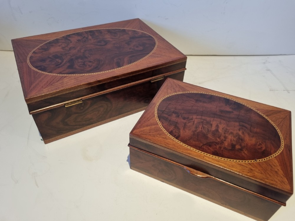 Pair unusual Edwardian cigar humidors in excellent condition. View VIII