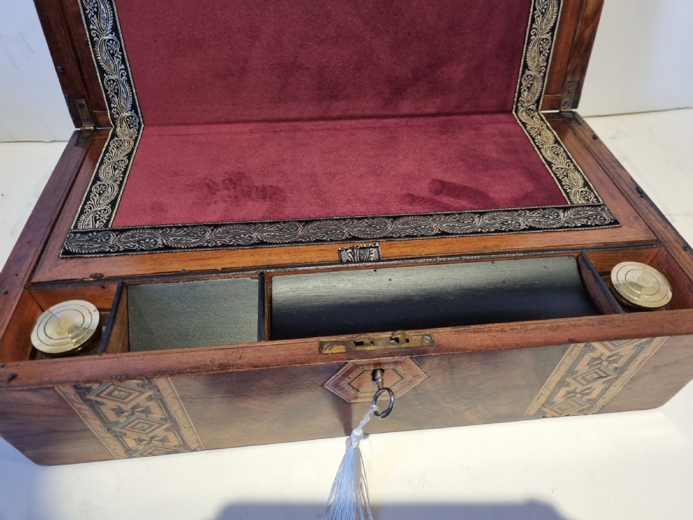 Victorian walnut and inlaid writing box c 1880 40 cm in excellent condition View VIII