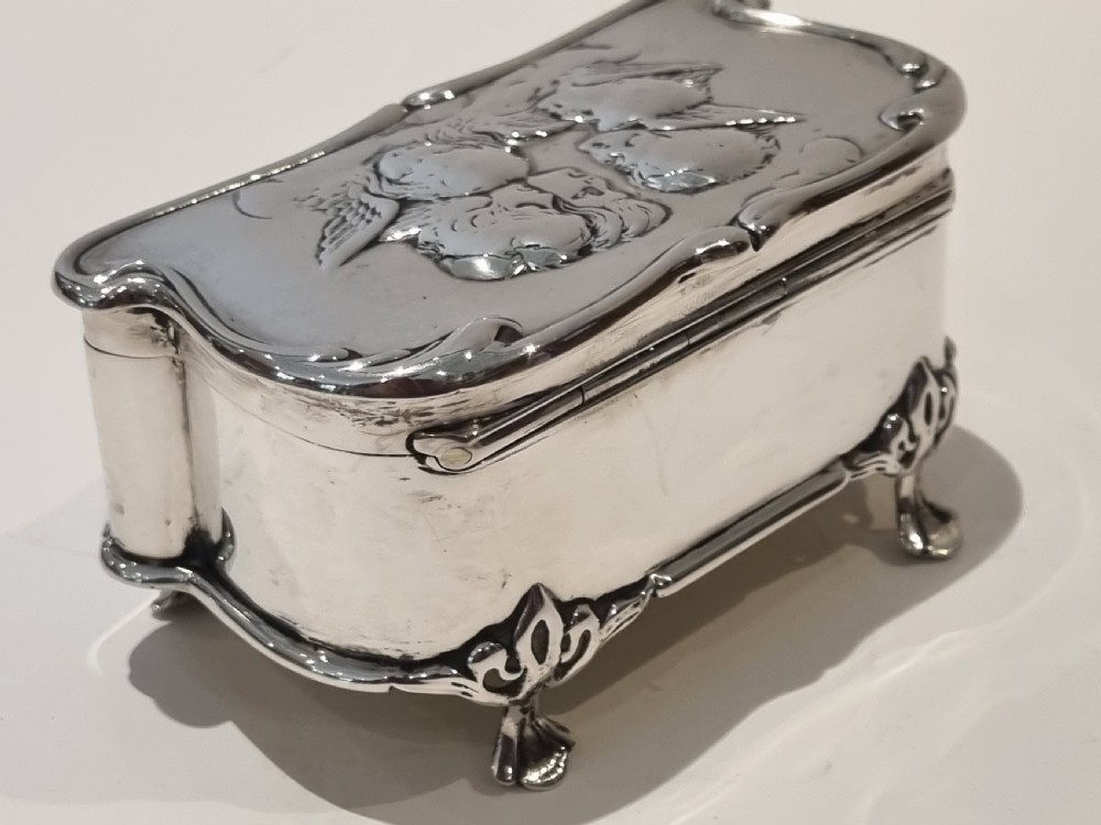 Edwardian silver trinket box Birmingham 1903 'Angels' View IV