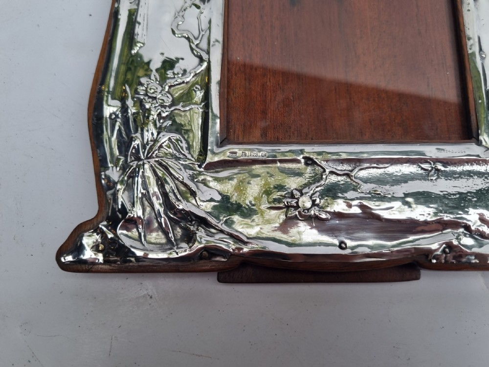 Antique Art Nouveau silver frame with bird 24cm Birmingham 1904 View IV