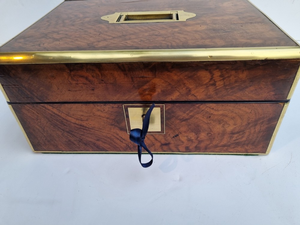 Victorian 30cm brass bound document box c 1860 