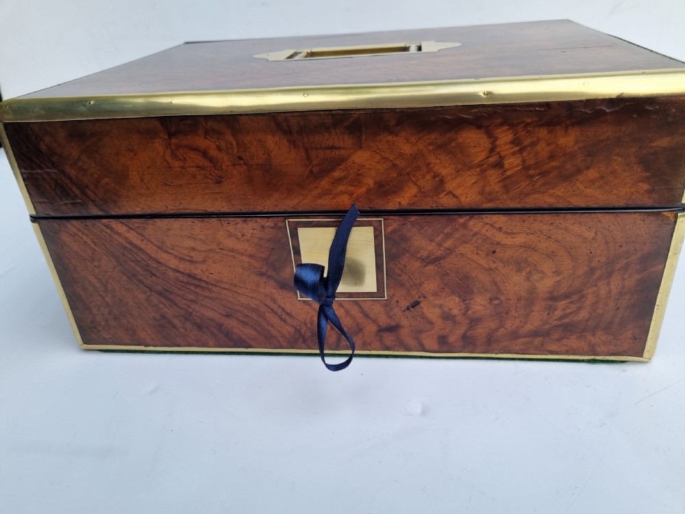 Victorian 30cm brass bound document box c 1860  View II