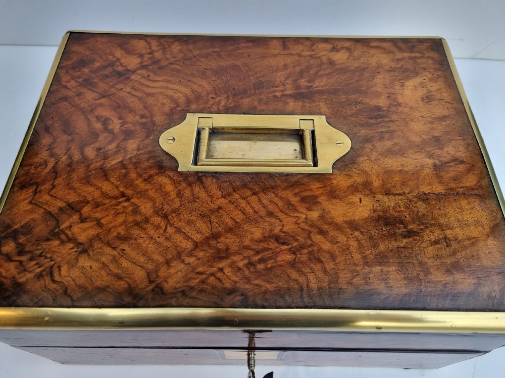 Victorian 30cm brass bound document box c 1860  View III
