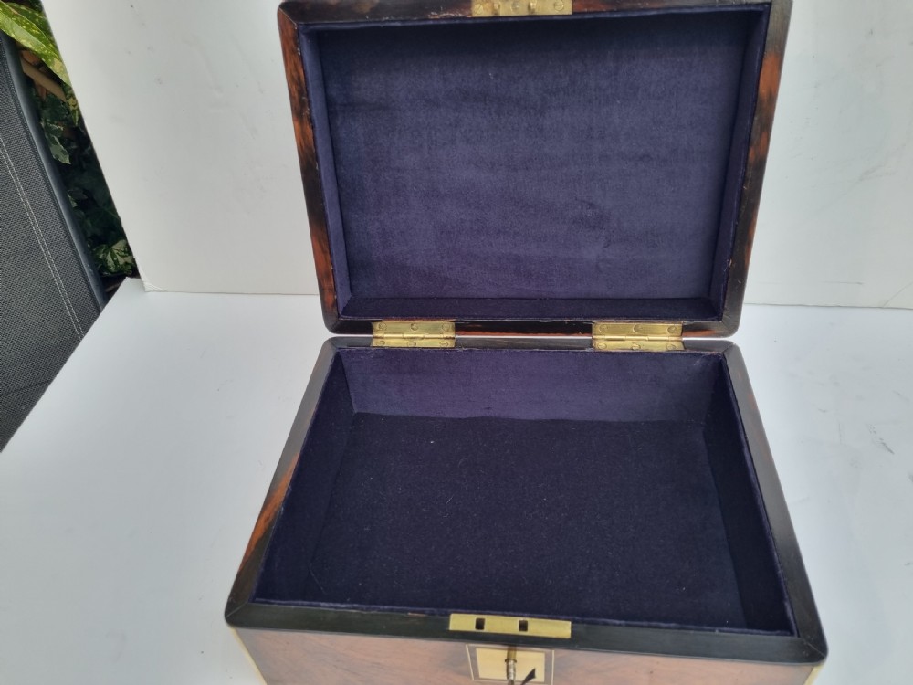 Victorian 30cm brass bound document box c 1860  View IX