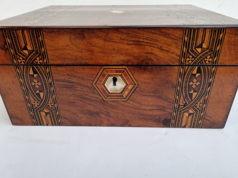 Victorian 30cm inlaid walnut document box c 1880 View III