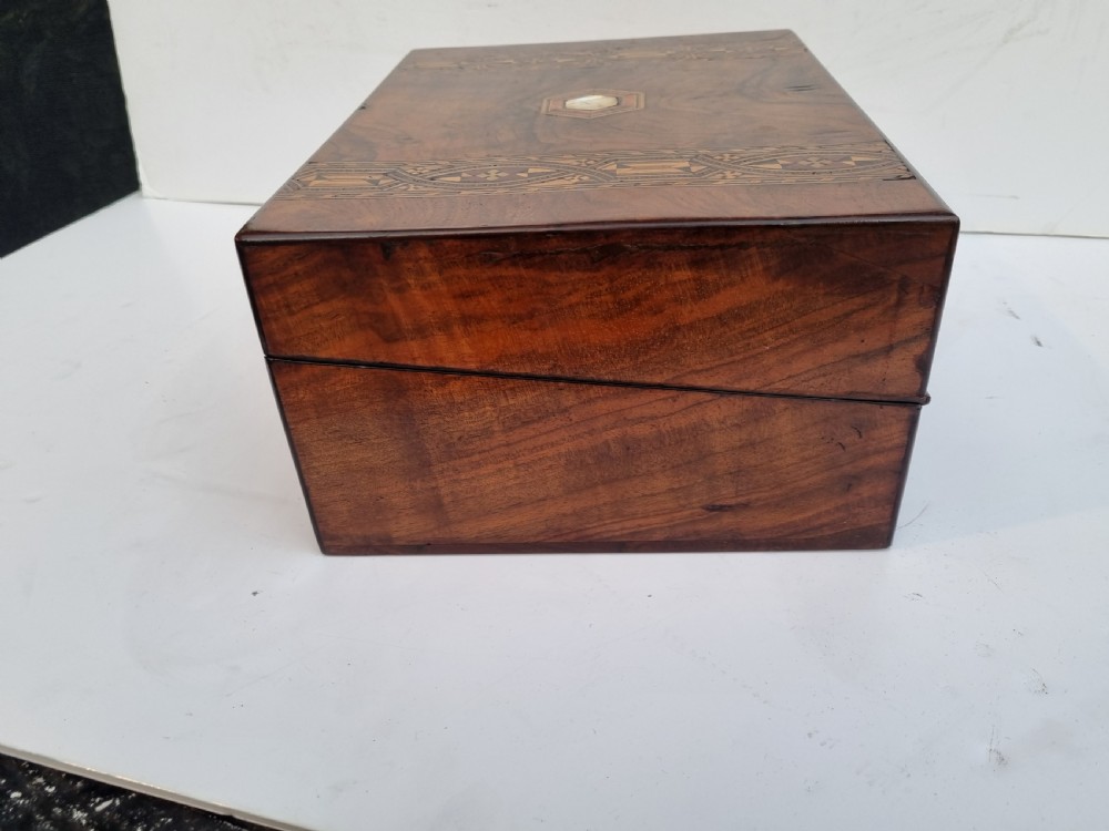 Victorian 30cm inlaid walnut document box c 1880 View VI