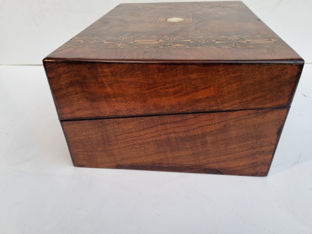 Victorian 30cm inlaid walnut document box c 1880 View VIII