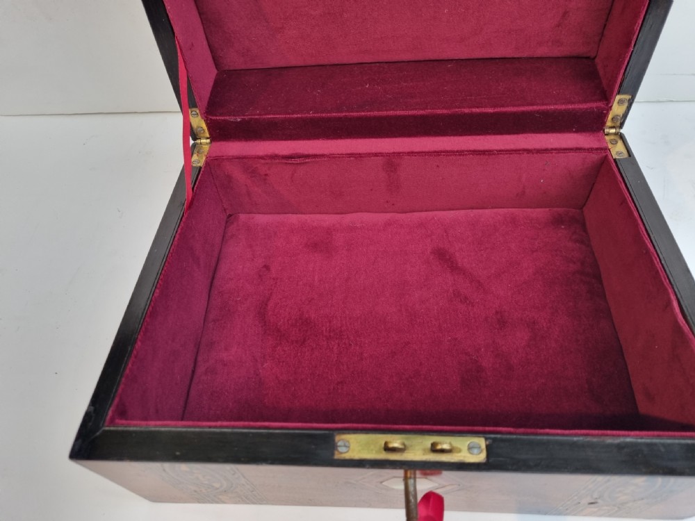 Victorian 30cm inlaid walnut document box c 1880 View IX