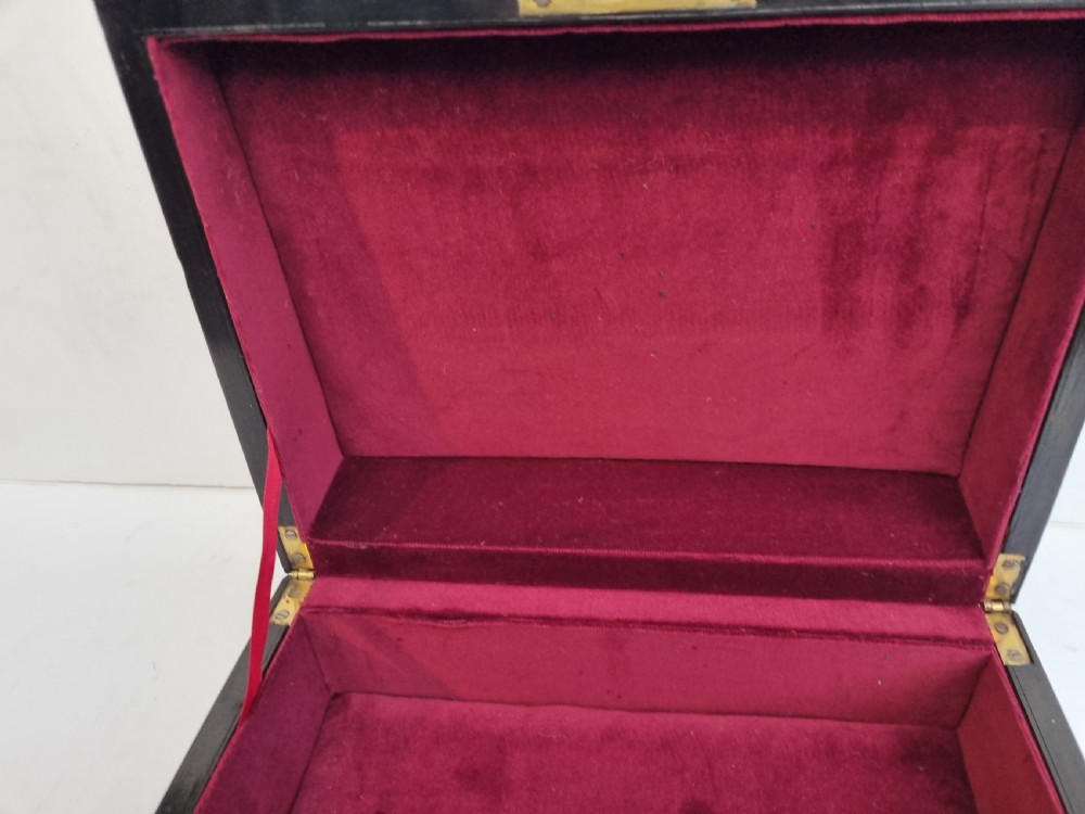 Victorian 30cm inlaid walnut document box c 1880 View X