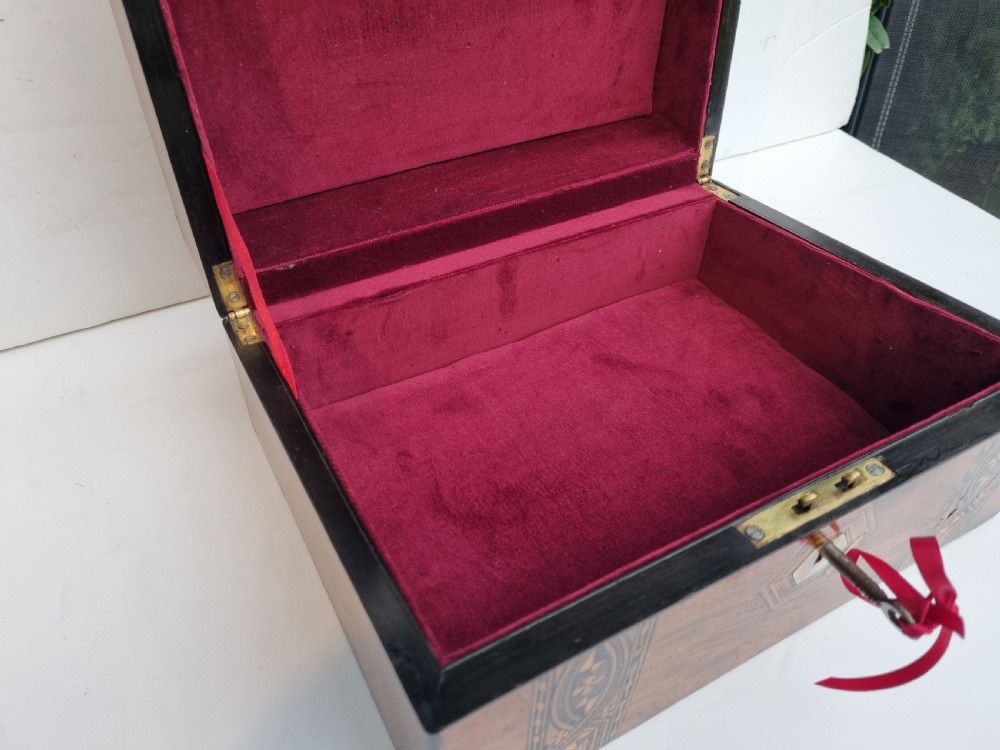 Victorian 30cm inlaid walnut document box c 1880 View XII