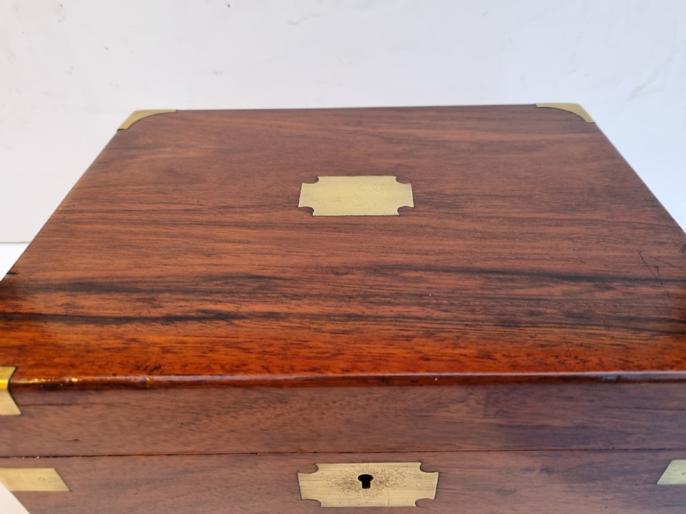 Victorian 30cm walnut brass bound writing box c 1880 View III