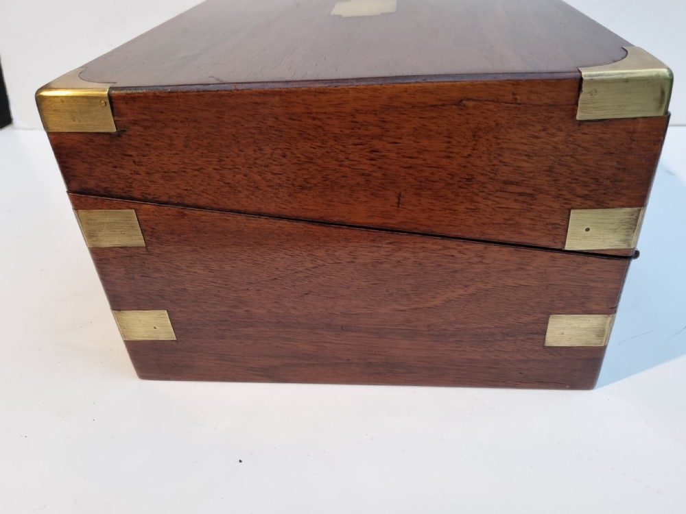 Victorian 30cm walnut brass bound writing box c 1880 View V