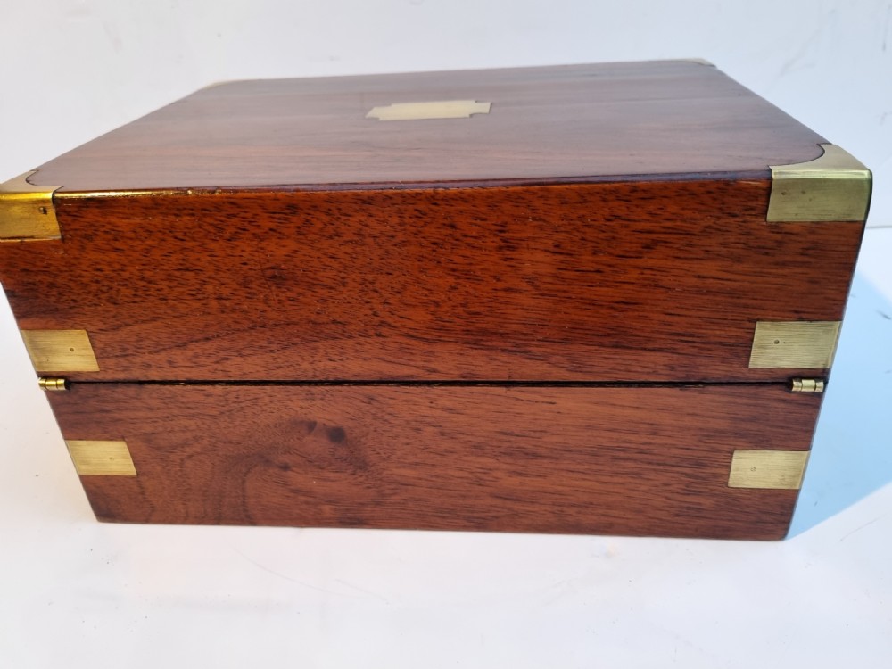 Victorian 30cm walnut brass bound writing box c 1880 View VI