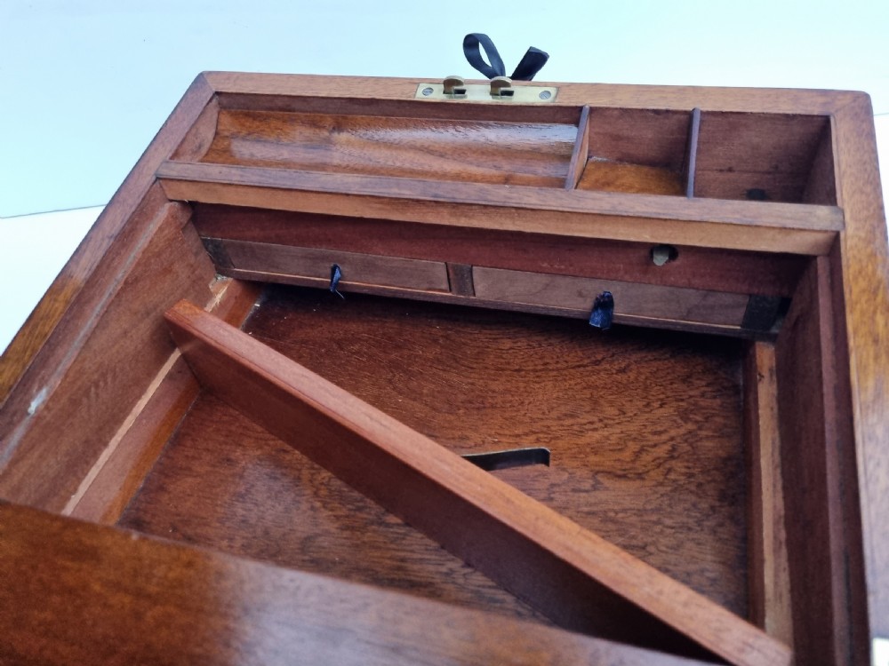 Victorian 30cm walnut brass bound writing box c 1880 View XIII