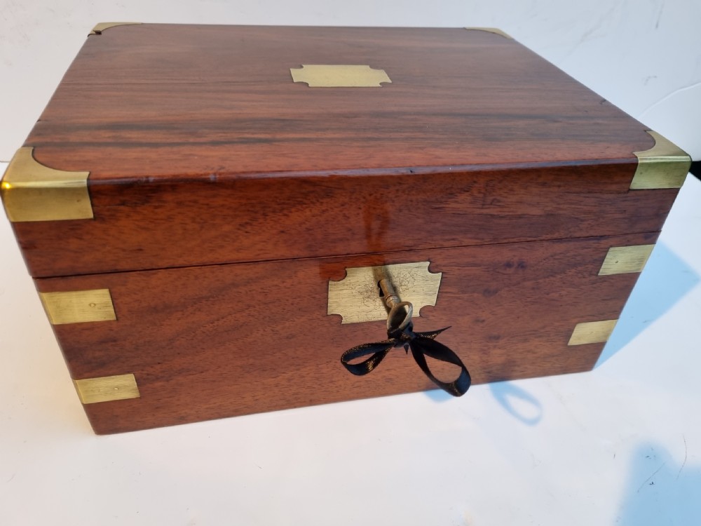 Victorian 30cm walnut brass bound writing box c 1880 View XIV