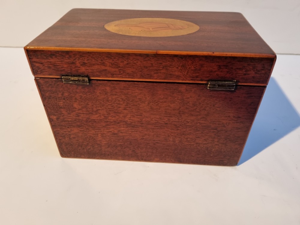 Georgian mahogany shell inlaid caddy c 1820 View V