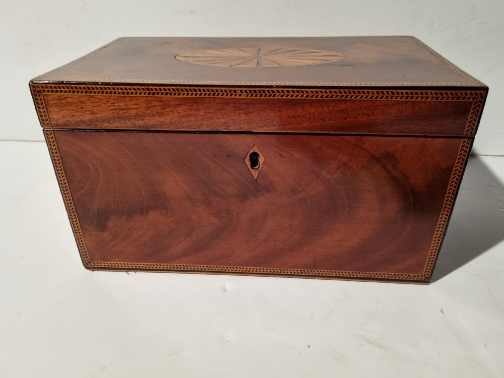 Georgian 24cm mahogany inlaid jewel box c 1830 View II