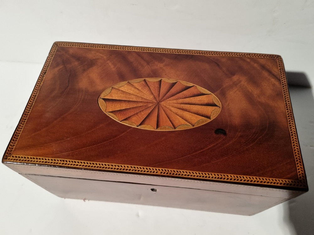 Georgian 24cm mahogany inlaid jewel box c 1830 View III