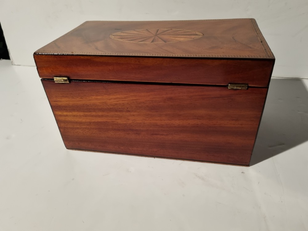Georgian 24cm mahogany inlaid jewel box c 1830 View V