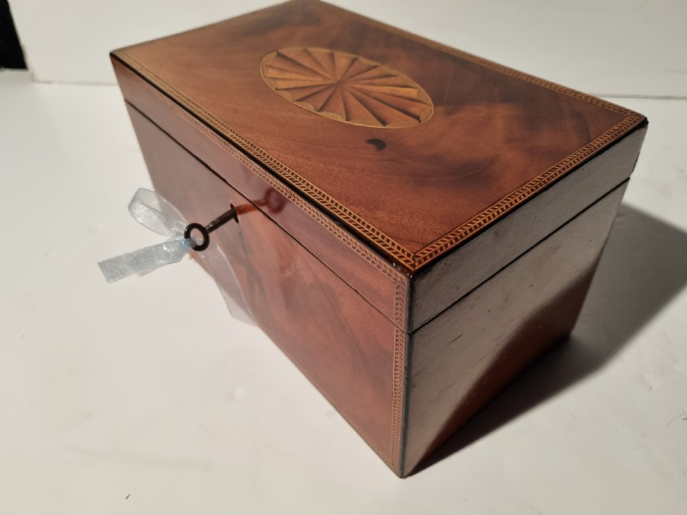 Georgian 24cm mahogany inlaid jewel box c 1830 View X