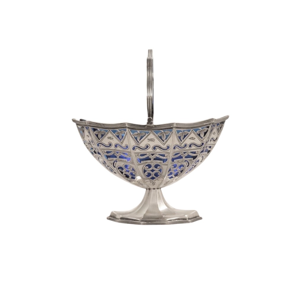 Antique Edwardian Sterling Silver Basket with Liner 1901