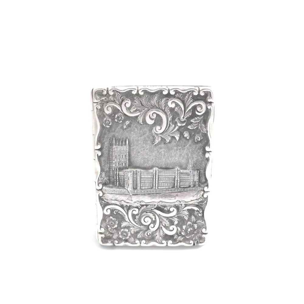 Antique Victorian Sterling Silver Houses of Parliament Card Case/Aide Memoire 1866