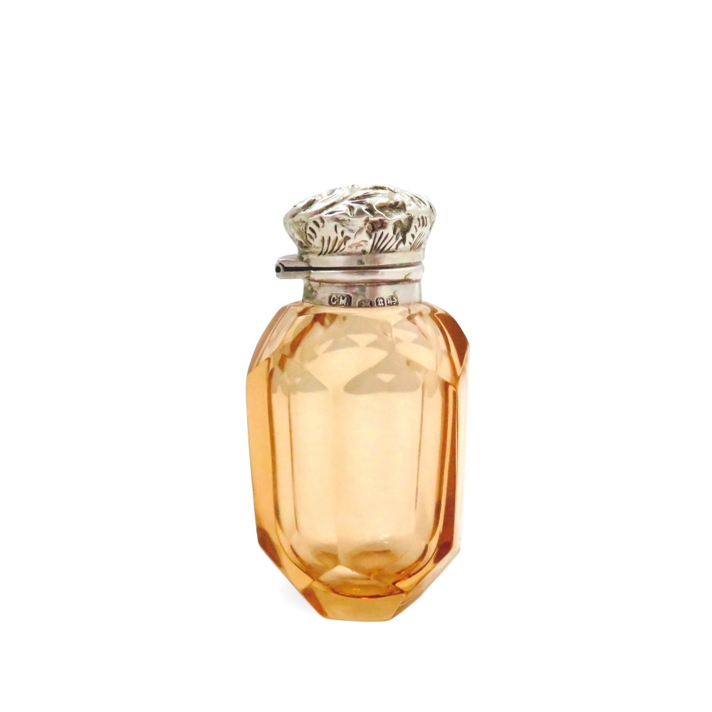 Antique Victorian Sterling Silver & Cut Glass Scent / Perfume Bottle 1894