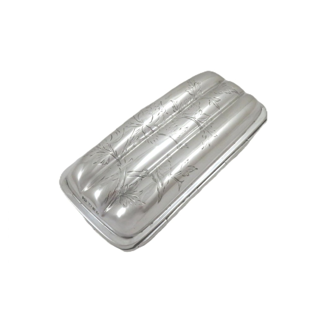 Antique Victorian Sterling Silver 3 Tube Cigar Case 1880 - Birds View XI