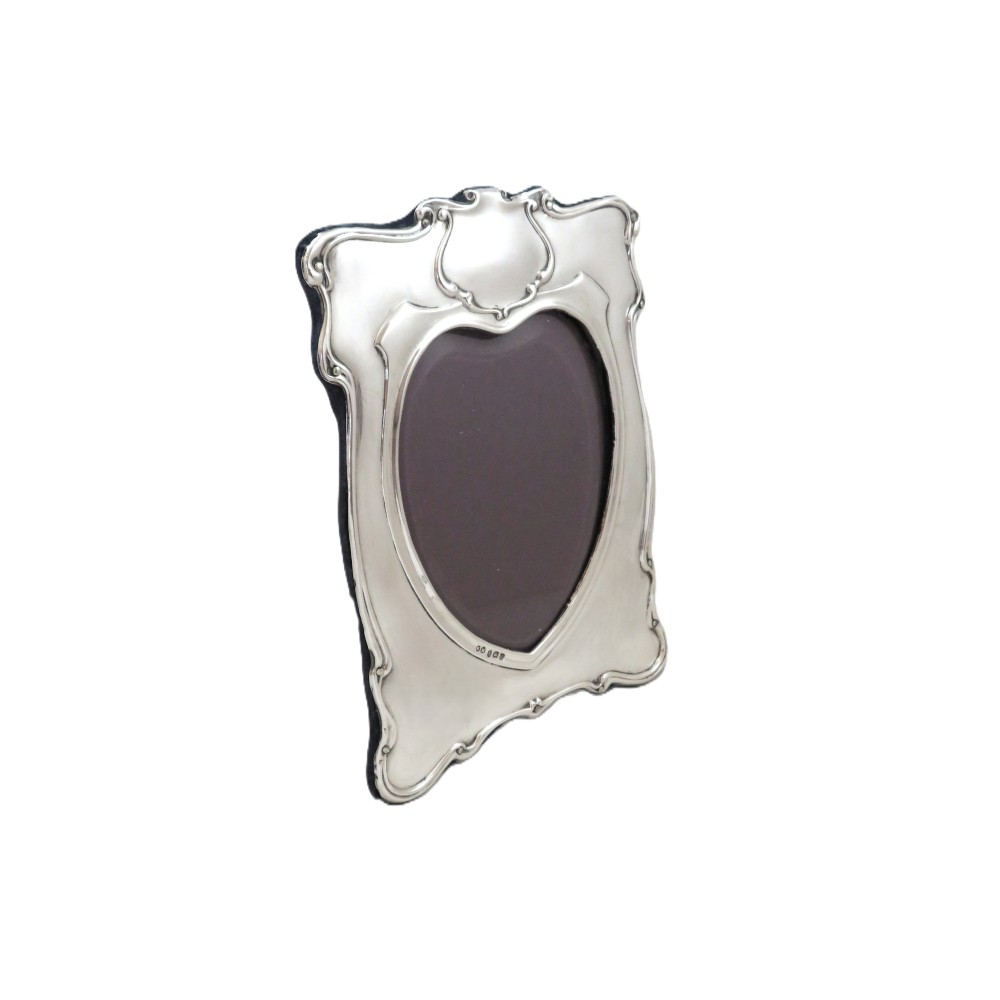 Antique Edwardian Sterling Silver 'Heart' Photo Frame 1902