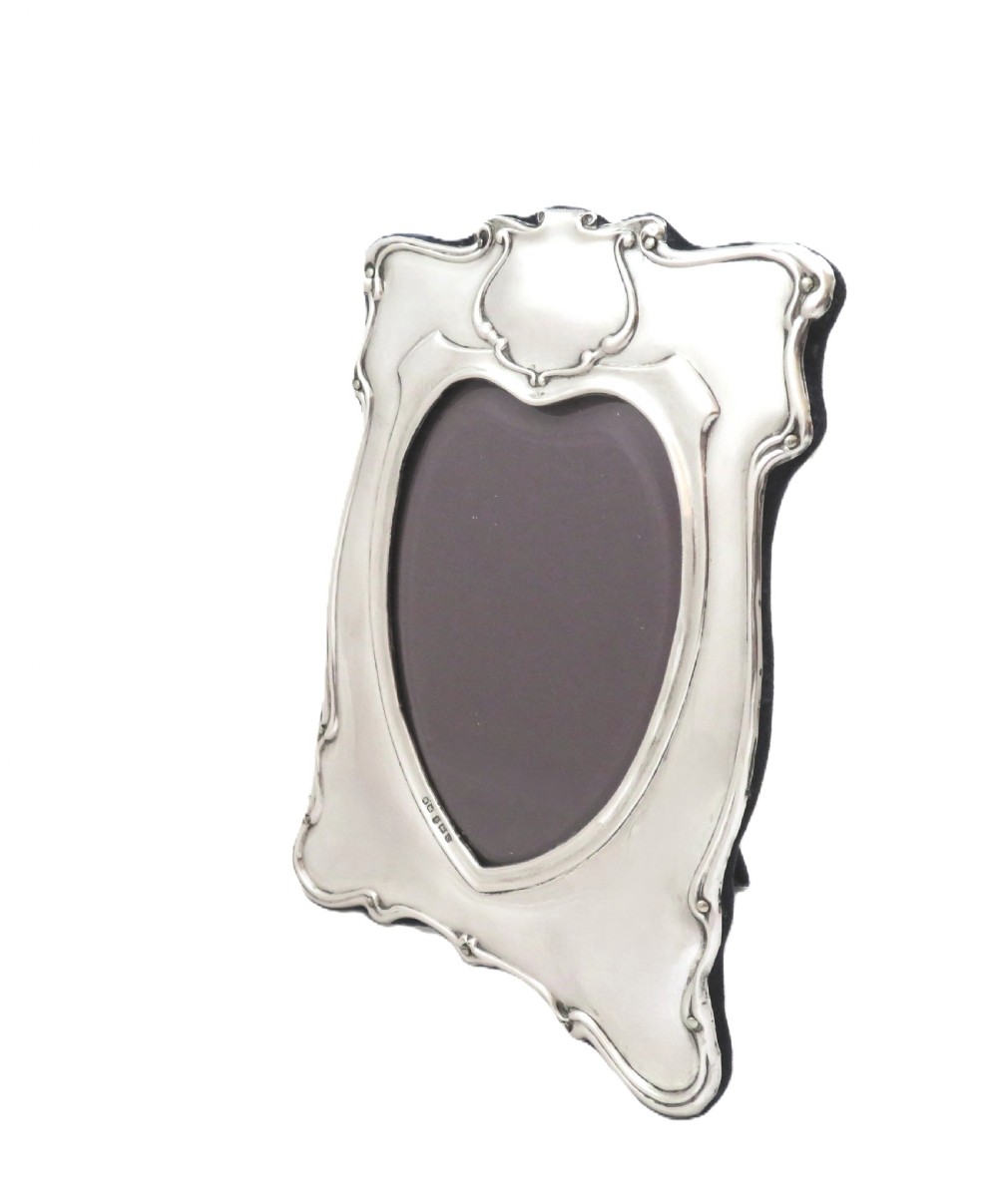 Antique Edwardian Sterling Silver 'Heart' Photo Frame 1902 View IV