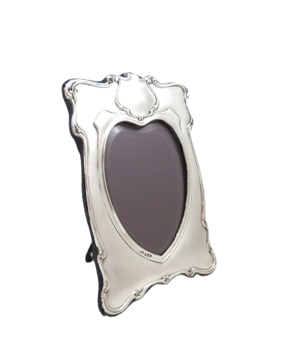 Antique Edwardian Sterling Silver 'Heart' Photo Frame 1902 View IX