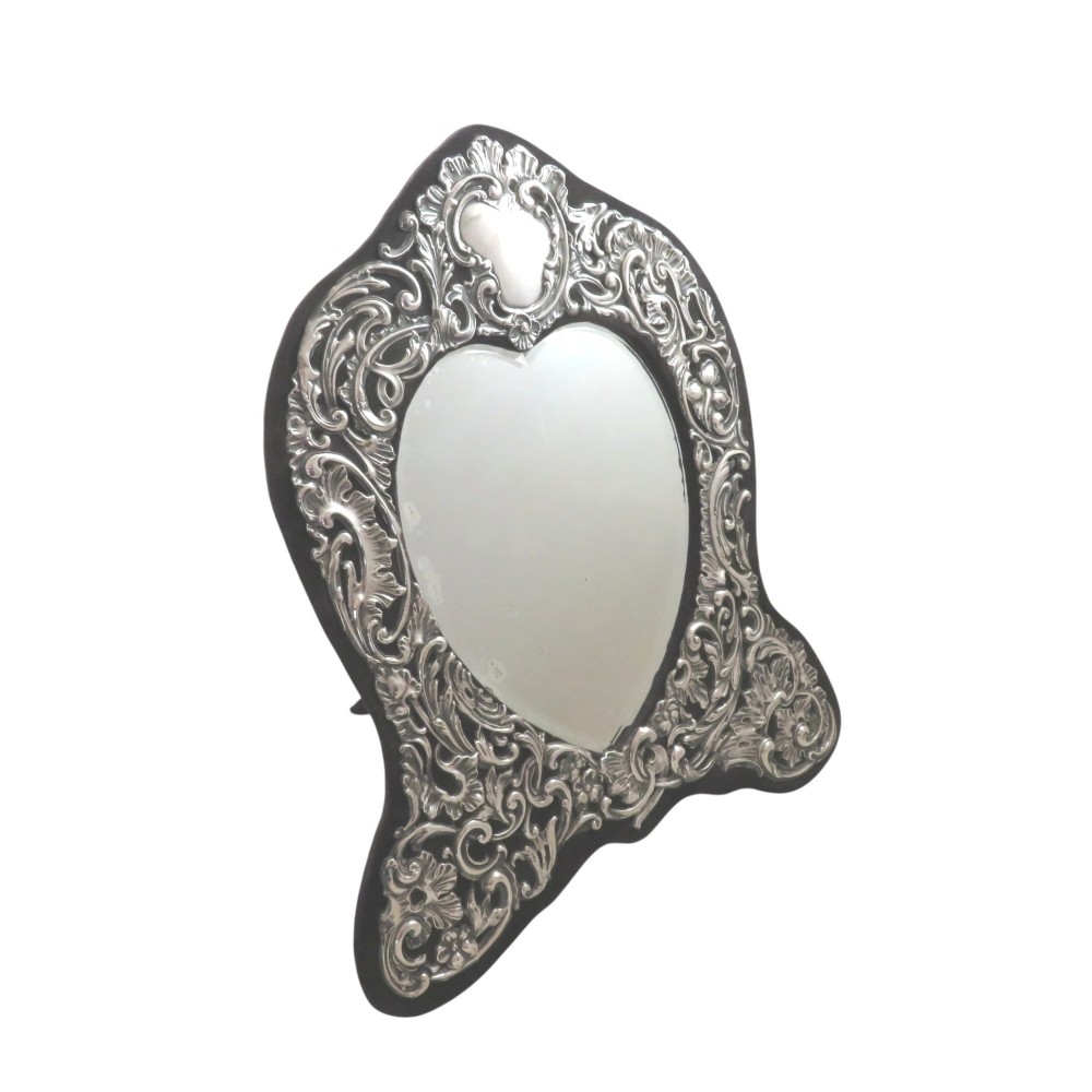 Large Antique Sterling Silver 14" Dressing Table Mirror 1905