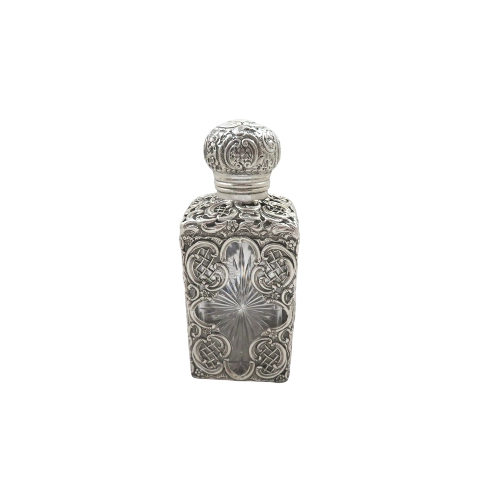 Antique Victorian Sterling Silver & Cut Glass Scent/Perfume Bottle 1894