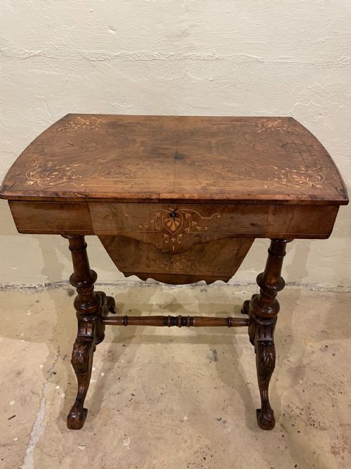 Victorian Burr Walnut Sewing Table