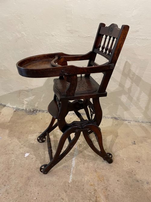 Edwardian Walnut Metamorphic Childs High Chair.
high Chair