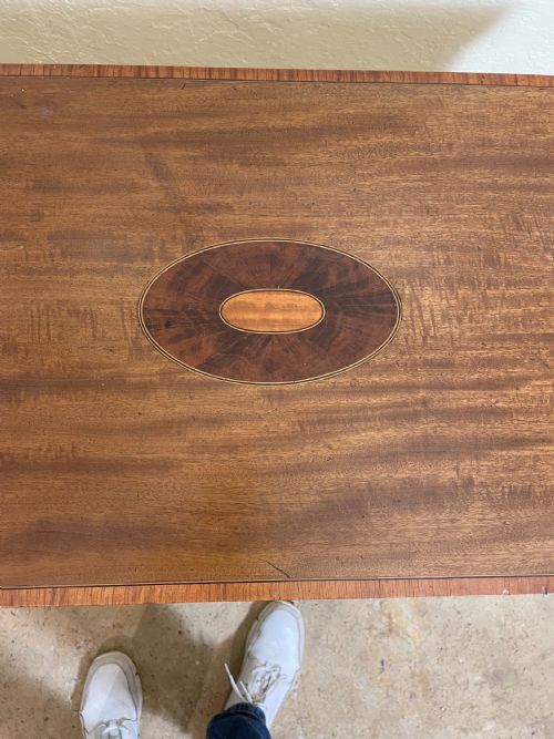 EDWARDIAN MAHOGANY AND INLAID SHERATON REVIVAL CARD TABLE - ADDITIONAL PHOTO 3