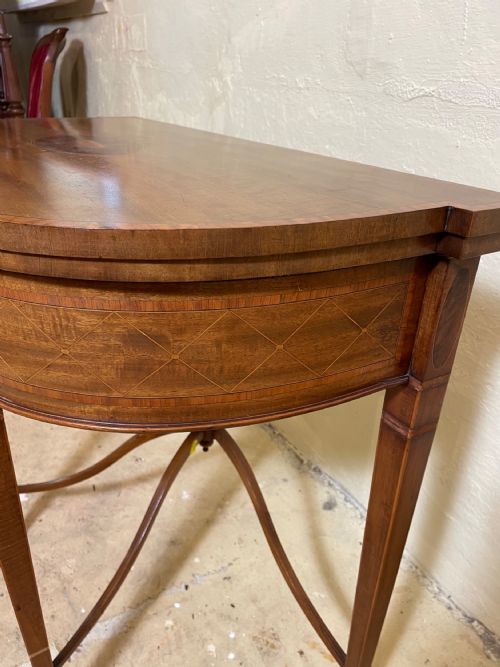 EDWARDIAN MAHOGANY AND INLAID SHERATON REVIVAL CARD TABLE - ADDITIONAL PHOTO 5