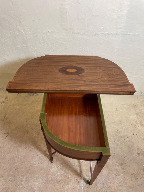 EDWARDIAN MAHOGANY AND INLAID SHERATON REVIVAL CARD TABLE - ADDITIONAL PHOTO 7