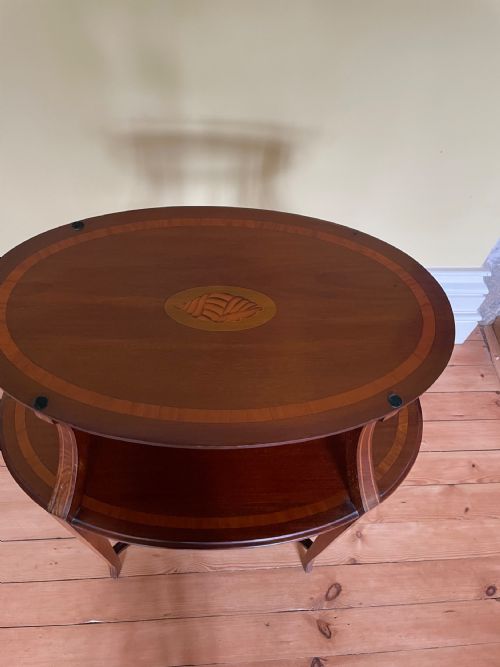 SUPERB EDWARDIAN MAHOGANY AND INLAID ETAGERE - ADDITIONAL PHOTO 2