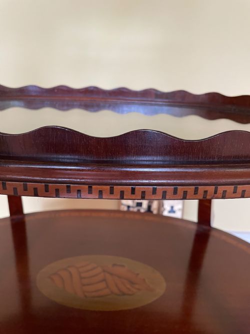 SUPERB EDWARDIAN MAHOGANY AND INLAID ETAGERE - ADDITIONAL PHOTO 5