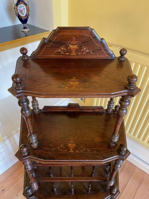 Victorian Rosewood Inlaid Canterbury/whatnot