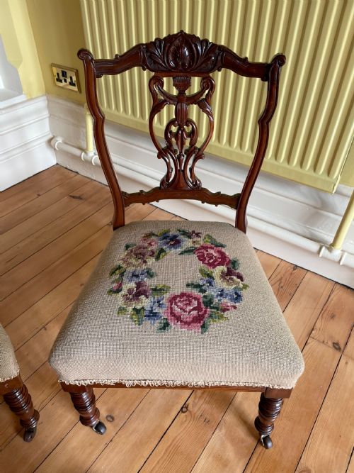 PAIR OF LATE VICTORIAN MAHOGANY NURSING CHAIRS - ADDITIONAL PHOTO 3