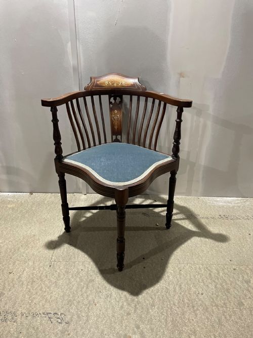 Edwardian Inlaid Mahogany Corner Chair