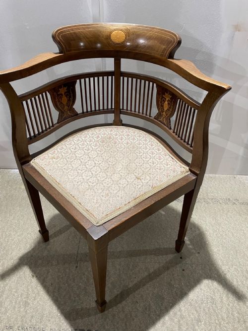 Edwardian Mahogany and Inlaid Corner Chair