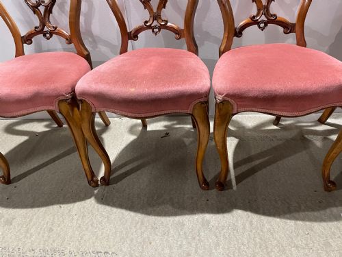 SET OF FIVE VICTORIAN WALNUT DINING CHAIRS - ADDITIONAL PHOTO 3